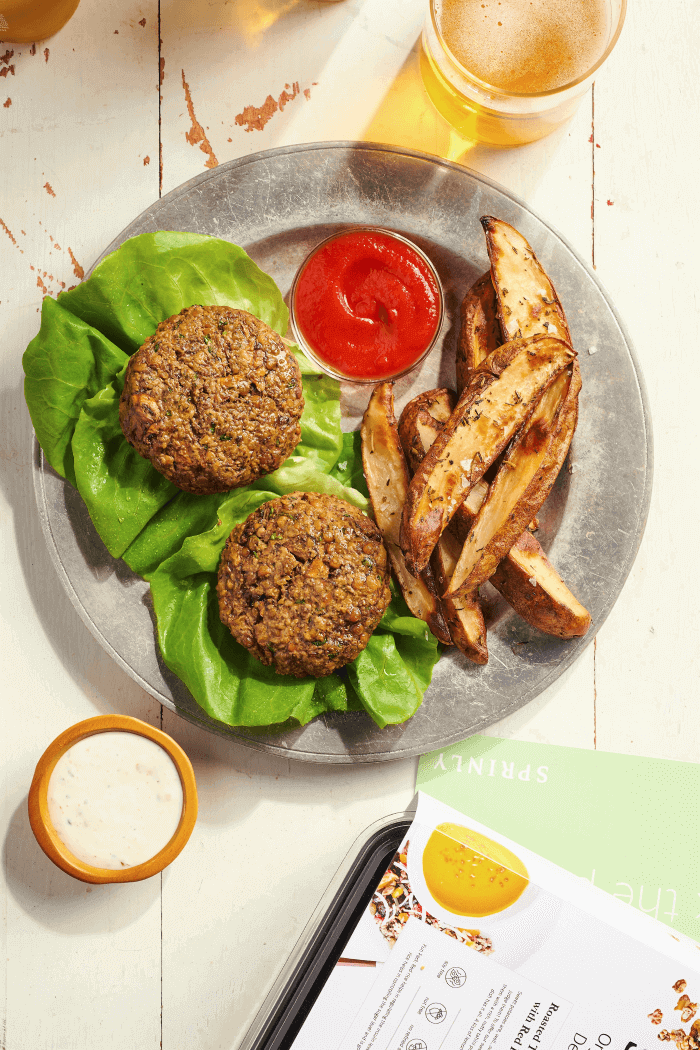 Scrumptious Sliders with Herbs De Provence Home Fries and Vegan Ranch