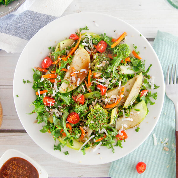 Coconut Kale Antioxidant Salad with Hemp Seeds and Apple Balsamic