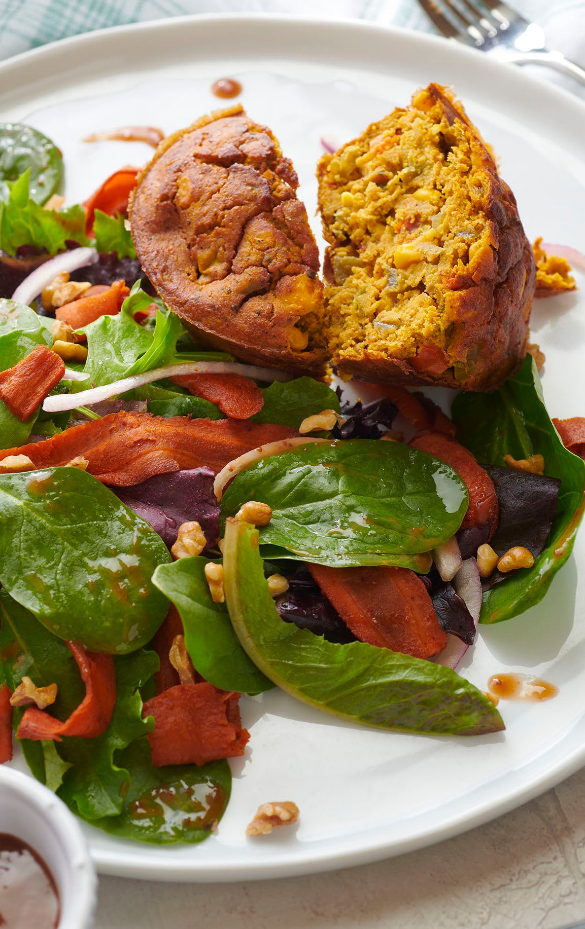 Brunch Frittata with Strawberry Vinaigrette Salad and Walnuts