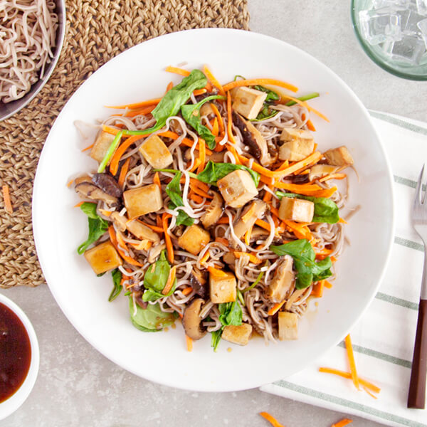 Japanese Soba Noodles with Pineapple Glaze and Tofu