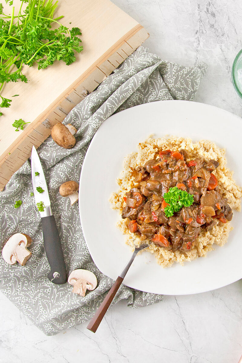 Hearty Mushroom Bourguignon with Red Potato Mash