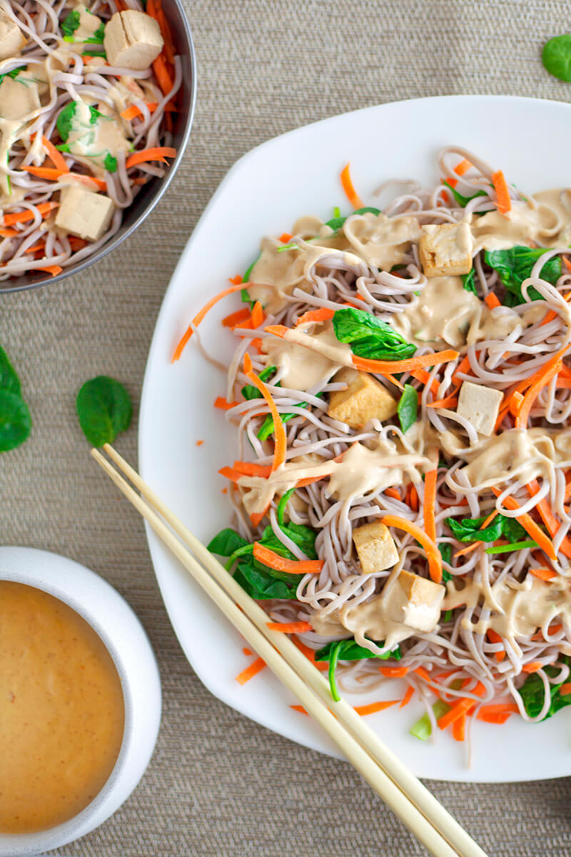 Osaka Soba Noodles with Tofu and Peanut Sauce