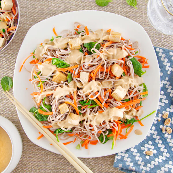 Osaka Soba Noodles with Tofu and Peanut Sauce