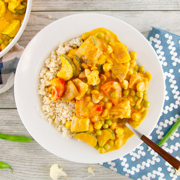 Vegetable Tikka Masala with Roasted Cauliflower and Rice