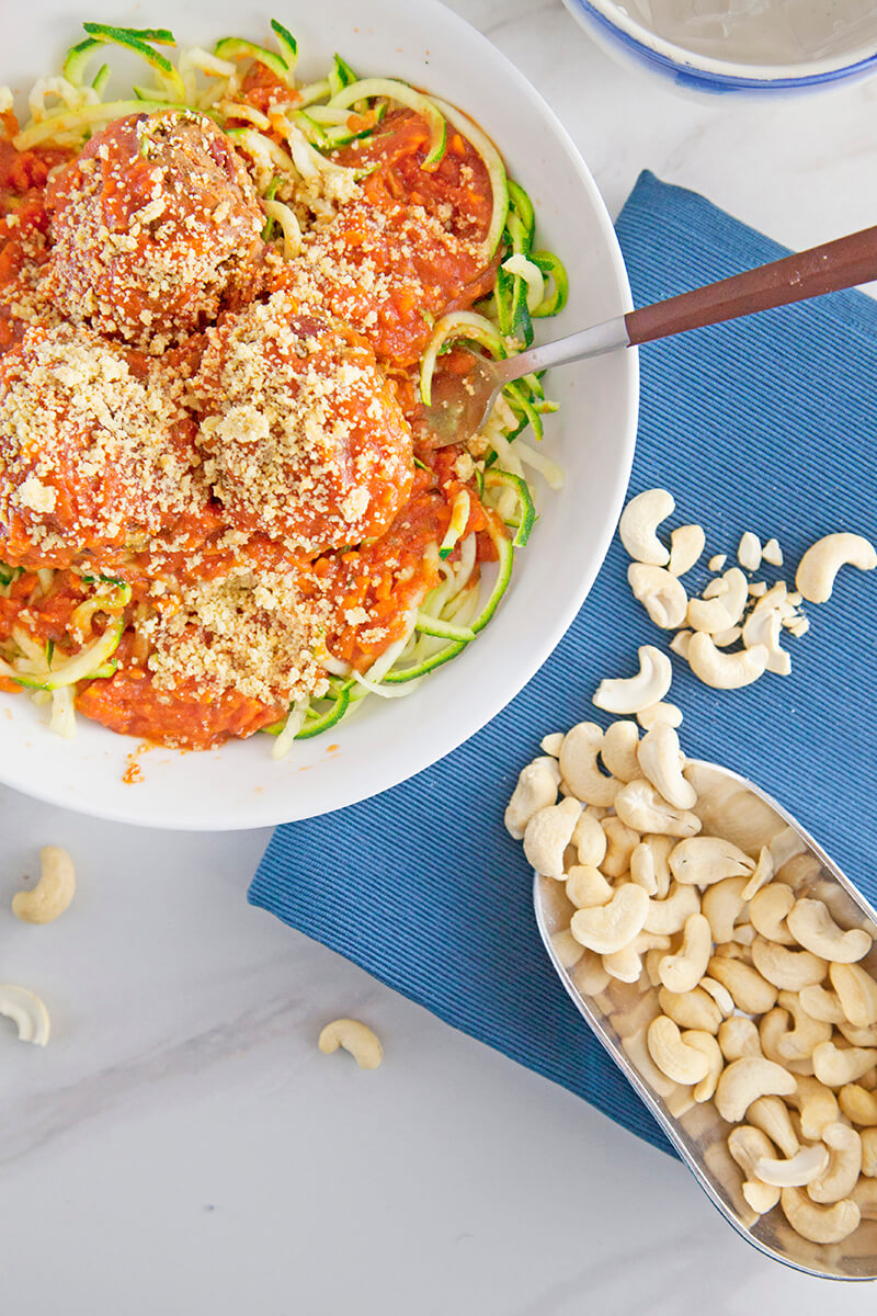 Zucchini Pasta Marinara with Superfood Veggie Balls