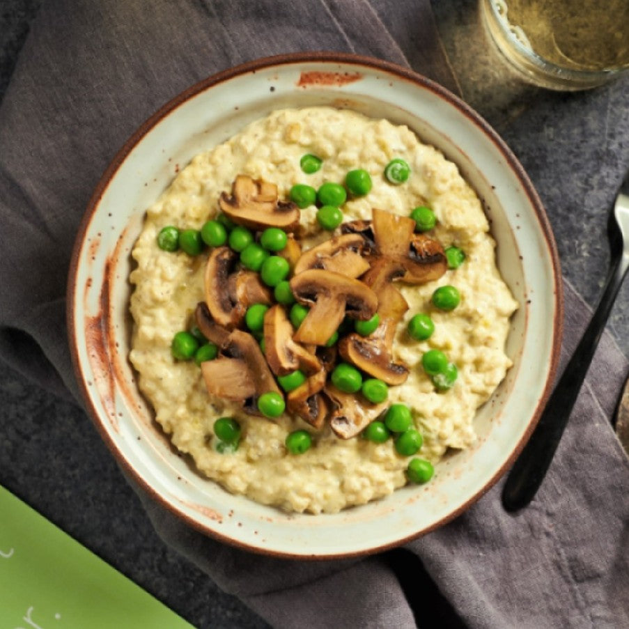 Rice and Lentil Risotto with Roasted Portabella Mushrooms