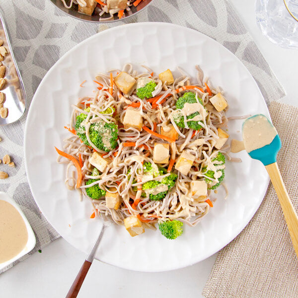Peanut Soba Noodles with Tofu and Broccoli-square view