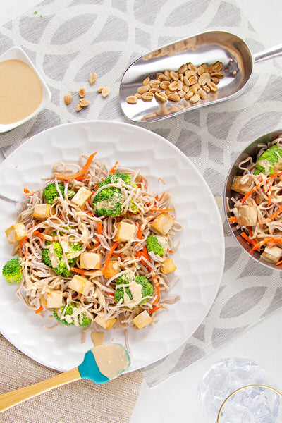 Peanut Soba Noodles with Tofu and Broccoli-wide view