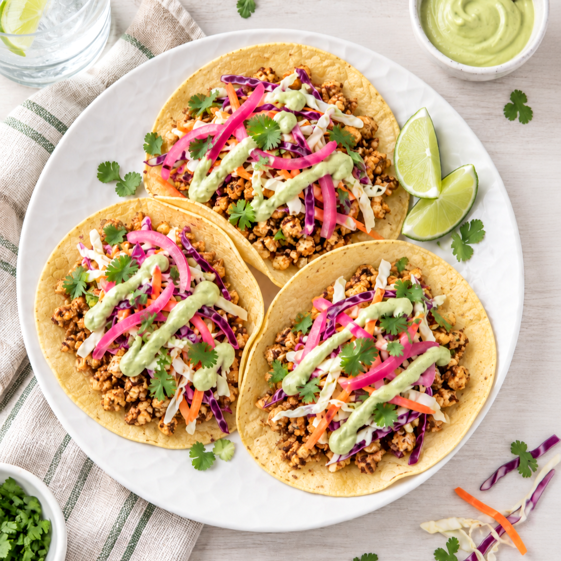 Mexican Cauliflower Tacos with Avocado Crema