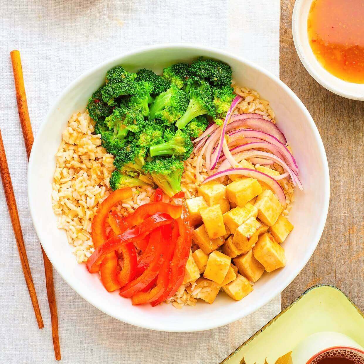 General Tsao's Tofu with Broccoli and Red Peppers