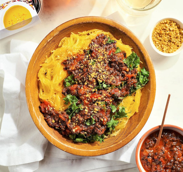 Spaghetti Squash Arrabiata with Sunflower Seed Parm