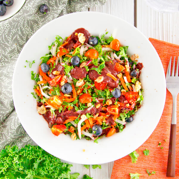 Blueberry Salad with Blueberry Basil Balsamic-square view
