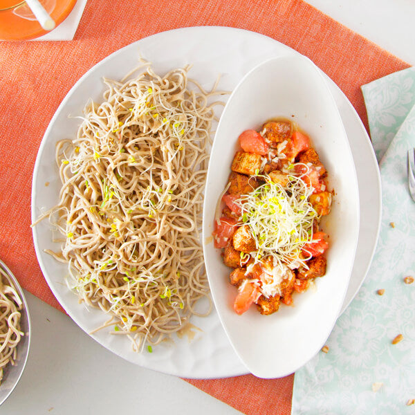 Grapefruit Citrus Tofu & Tempeh with Soba Noodles-square view