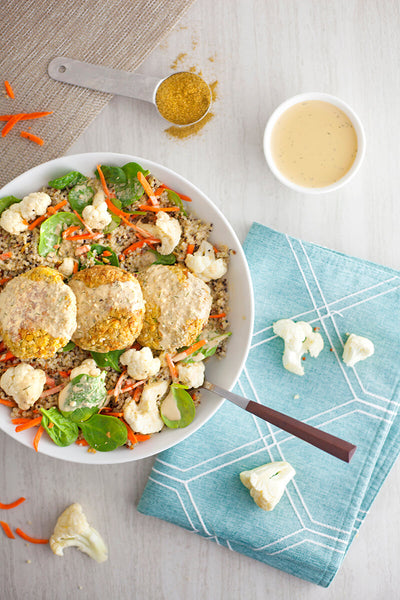 Mediterranean Oasis Bowl with Baked Falafel and Dill Tahini-wide view