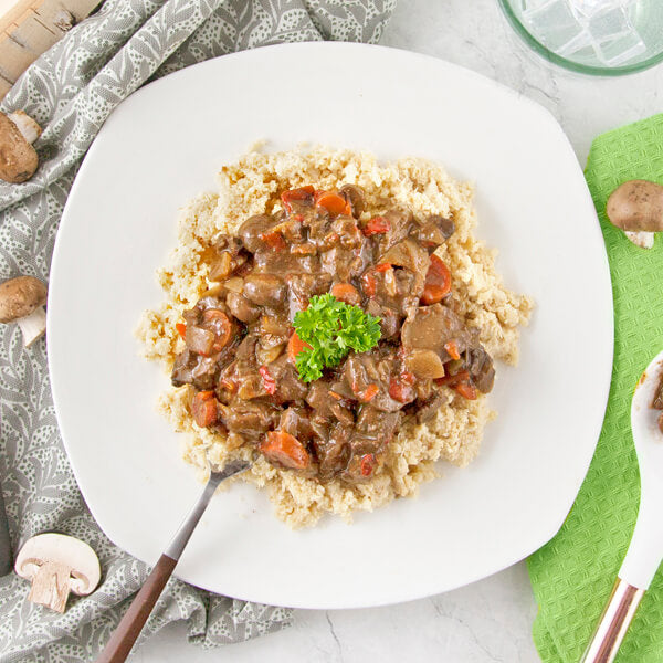 Hearty Mushroom Bourguignon with Red Potato Mash-square view